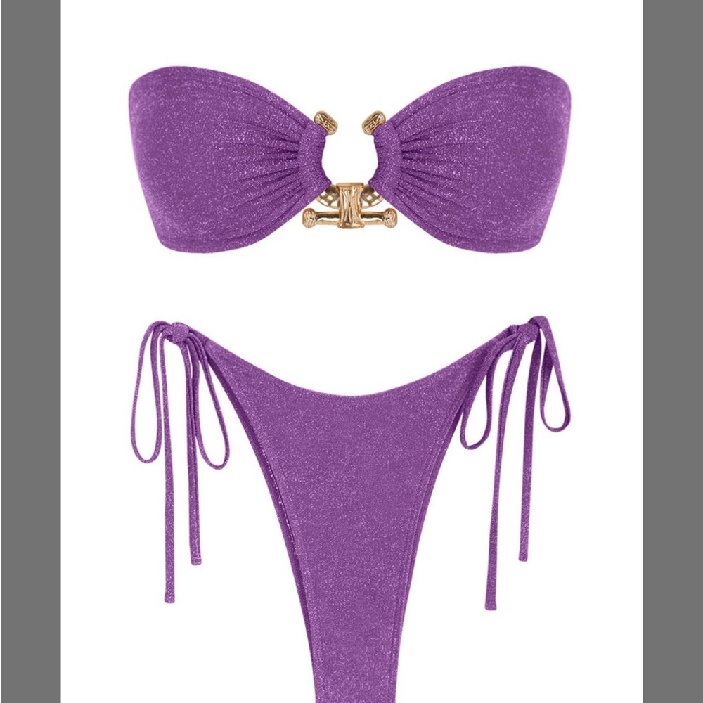 Purple Strapless Bikini Set